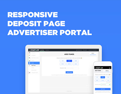 Deposit page for advertiser portal