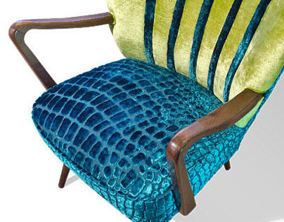 Upholstered green/aqua chair