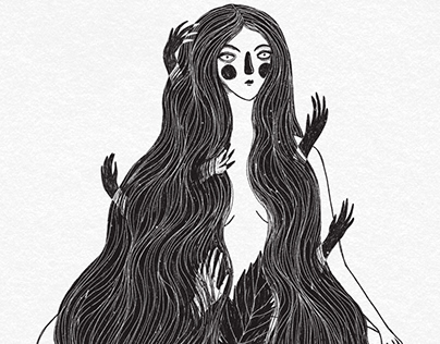 Meditating witch illustration