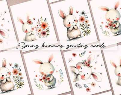 Spring bunnies greeting cards.