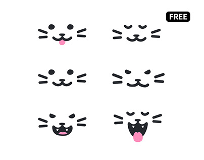 Cute Cat Face Illustrations Free Vector