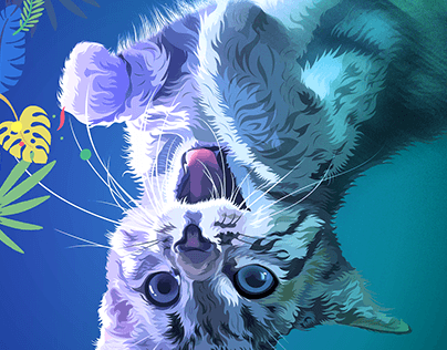 Illustration of my cat PiXel 😪