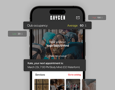 Oxygen Gym App | UX/UI for fitness club app