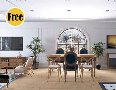 3D Interior Kitchen- Livingroom 24