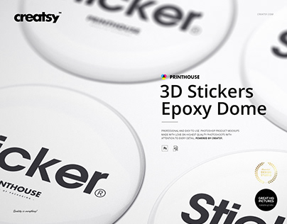 3D Epoxy Dome Stickers Mockup Set