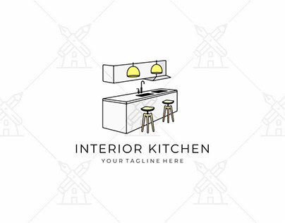 Interior of modern kitchen graphic design