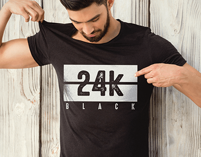 "24k BLACK" typhographic T-shirt design