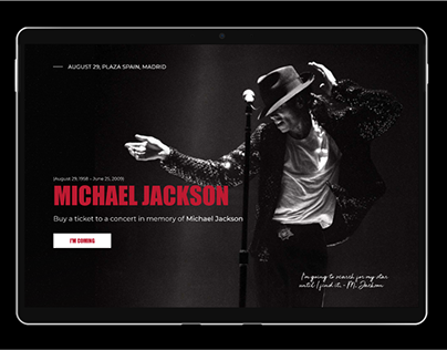 Landing page about Michael Jackson