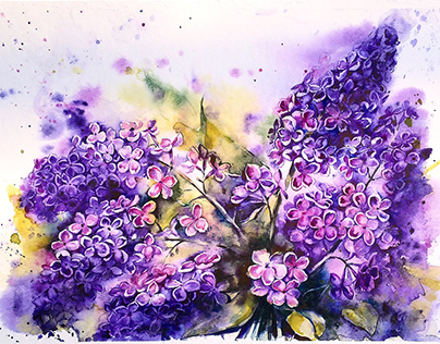 Birthday Lilac in watercolor