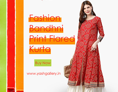 Fashion Bandhani Print Flared kurta