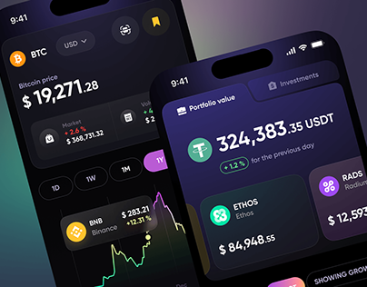 Crypto exchange finance mobile app ui