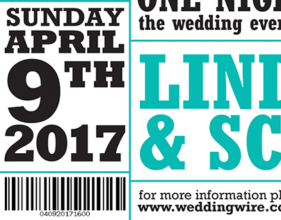 Save the Date Wedding Event Ticket