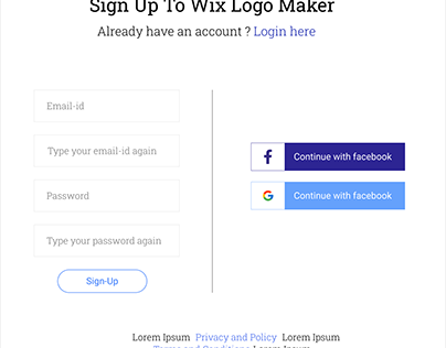 sign up page for logo maker site