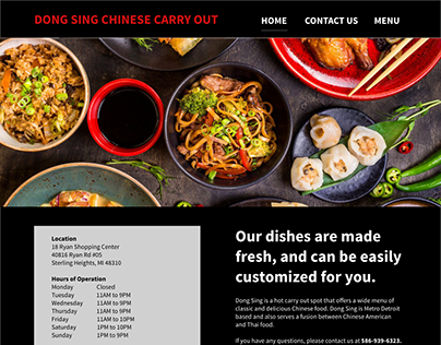 Dong Sing Chinese Carry Out Website Mock Up