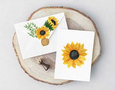 Sunflower watercolor clipart PNG