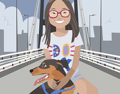 Portrait of a girl and her dog