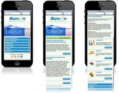 Burcon Nutrascience Mobile Website
