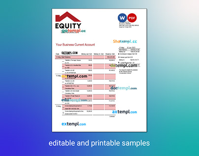 Equity Bank firm account statement template