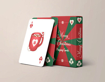 "Merry Christmas" playing cards and packaging