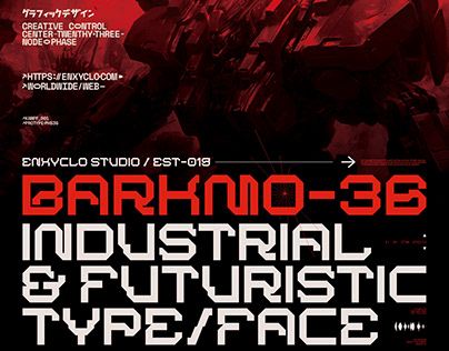 BARKMO-36 - Futuristic Cyberpunk Mecha Font