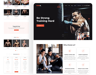 GYMX - Fitness, Gym, Workout landing page UI design