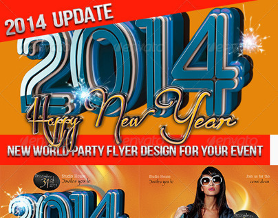 NYE New Year Eve,  Happy New Year 2014 party flyer