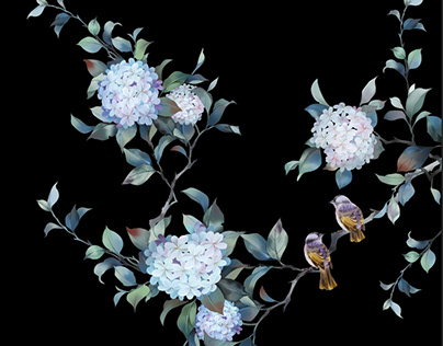 001 Digital Hydrangea Flower Pattern