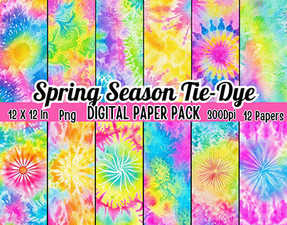 Spring Season Tie Dye Digital Paper Pack