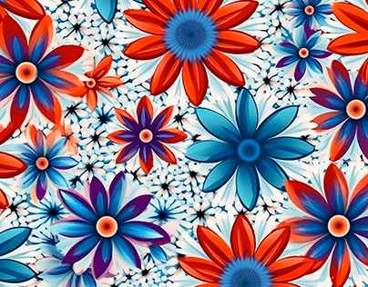 Colorful flowers pattern in colors of American freedom