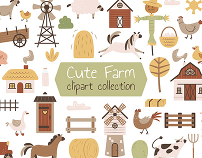 CUTE FARM - clipart collection