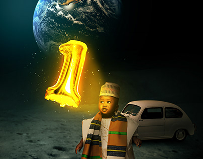 One Year Old Nigerian in Space (Photomanipulation)