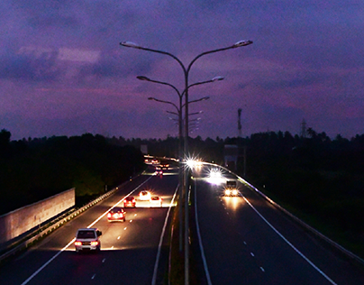Odd colours of the sky amidst a motorway