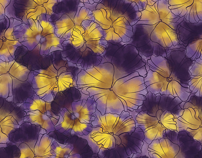 Pattern flowers violet yellow