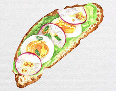 watercolor food bruschetta illustration