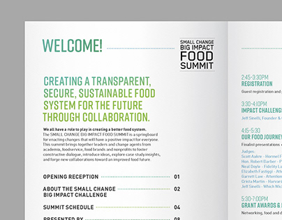 Printed Program — Small Change Big Impact Food Summit