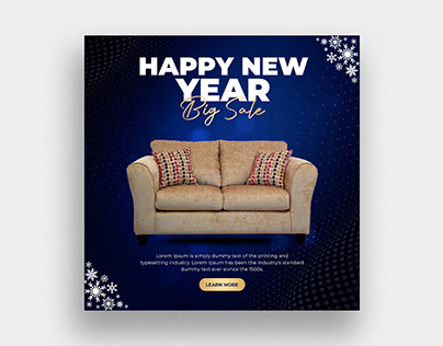 Social Media Post New Year Sale Template With White