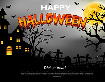 Happy halloween greeting card with haunted house