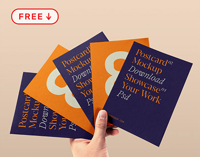 Free Postcards in Hand Mockup