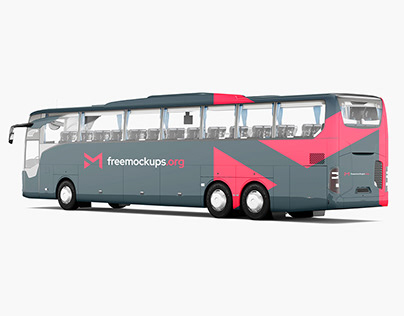 Free Mockup - Coach Bus Mockup - Back Side View