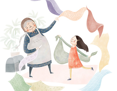 Grandma and me - children's book digital illustration