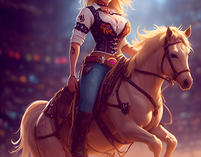 Rodeo Cowgirl on a pony