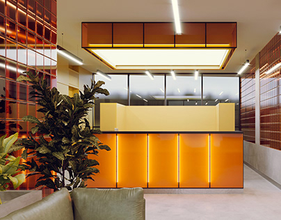 Lobby interior design of residential complex Otradnyi