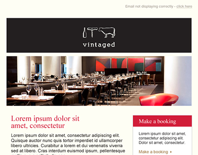 Hilton restaurant - vintaged email newsletter template