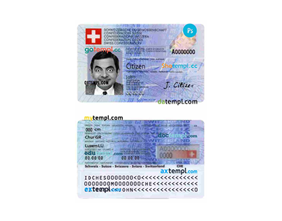 Switzerland identification document in PSD format