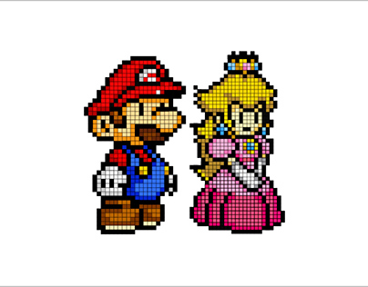 Mario e Peach - Pixel Art