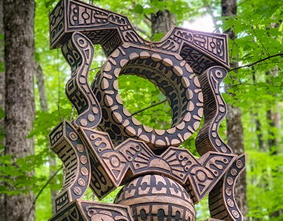 Totem Writings Ceramic Sculpture