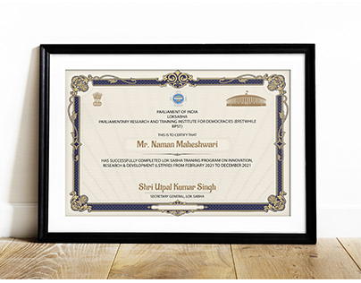 Certificate Design - PRIDE, Parliament of India