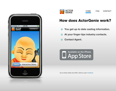 Actor Genie - iPhone App Website Design