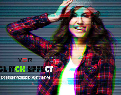 VCR Glitch Effect Photoshop Action