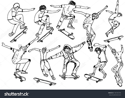 skate boarding graphic design vector art